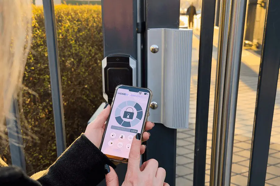 Smartphone unlocking electronic gate access system.