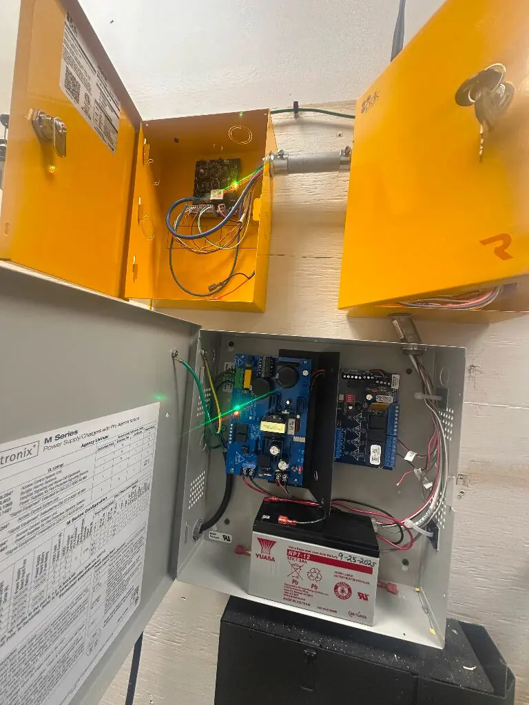Open alarm control panels with backup battery